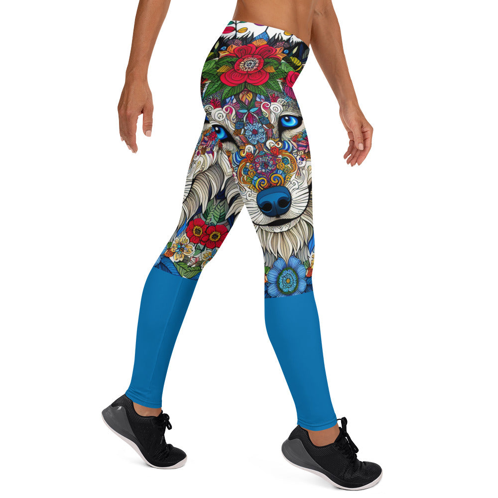 Shades of Blue Mandala Wolf Leggings