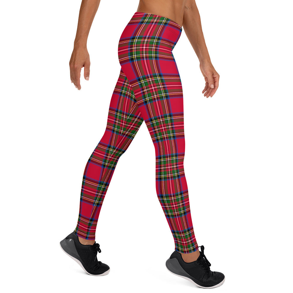 Red Tartan Printed Christmas Leggings