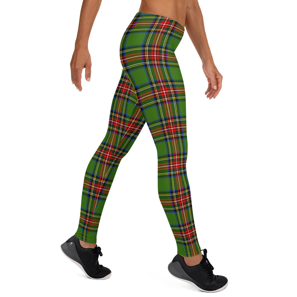 Green Tartan Printed Leggings