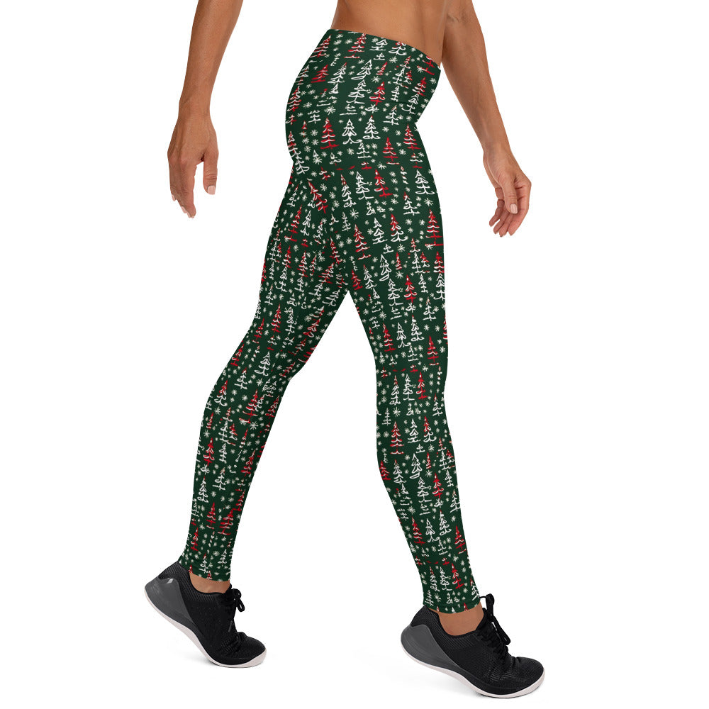 Hand Drawn Christmas Trees Leggings