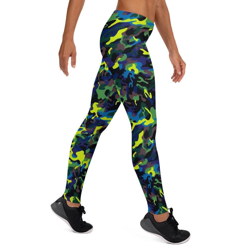 Black & Bright Green Camouflage Leggings