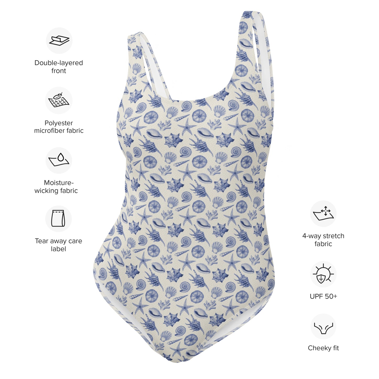 Sea Shells Pattern One-Piece Swimsuit