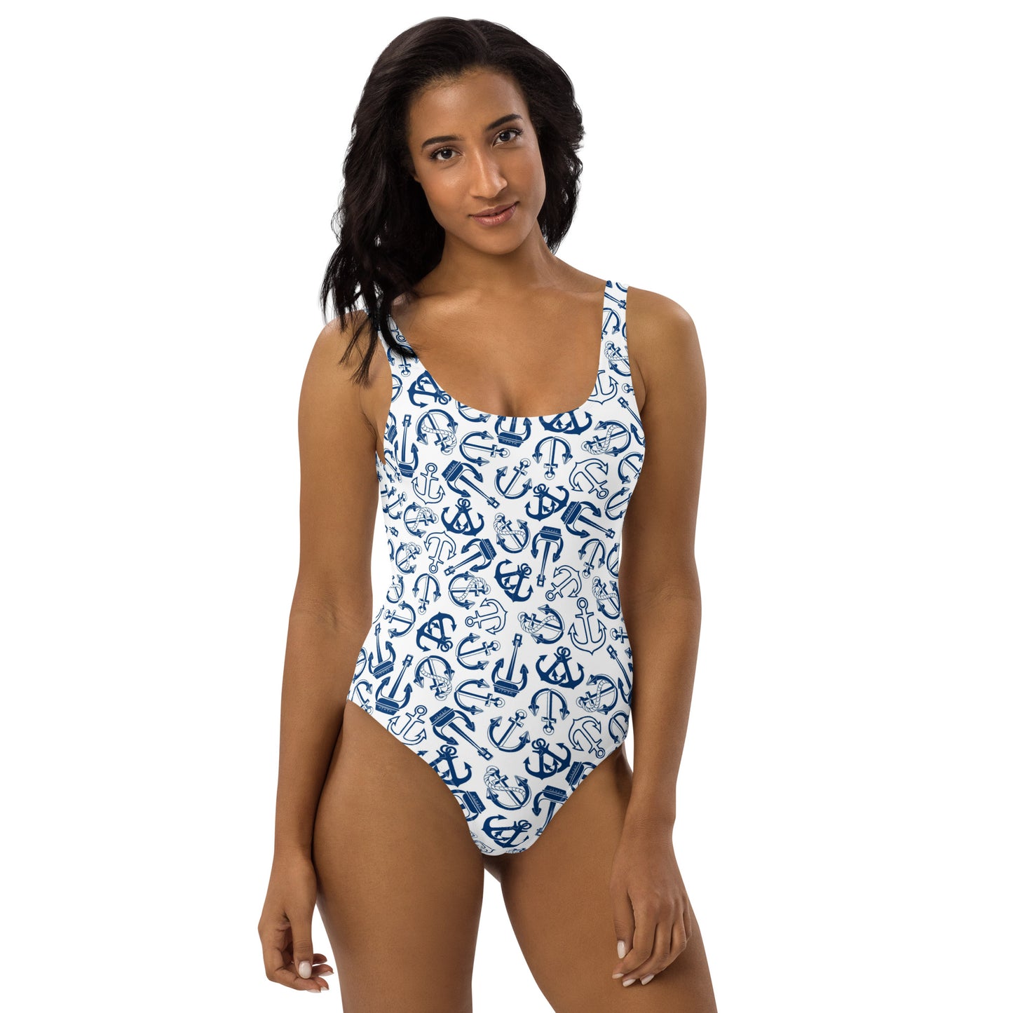 Anchors All Around Pattern One-Piece Swimsuit