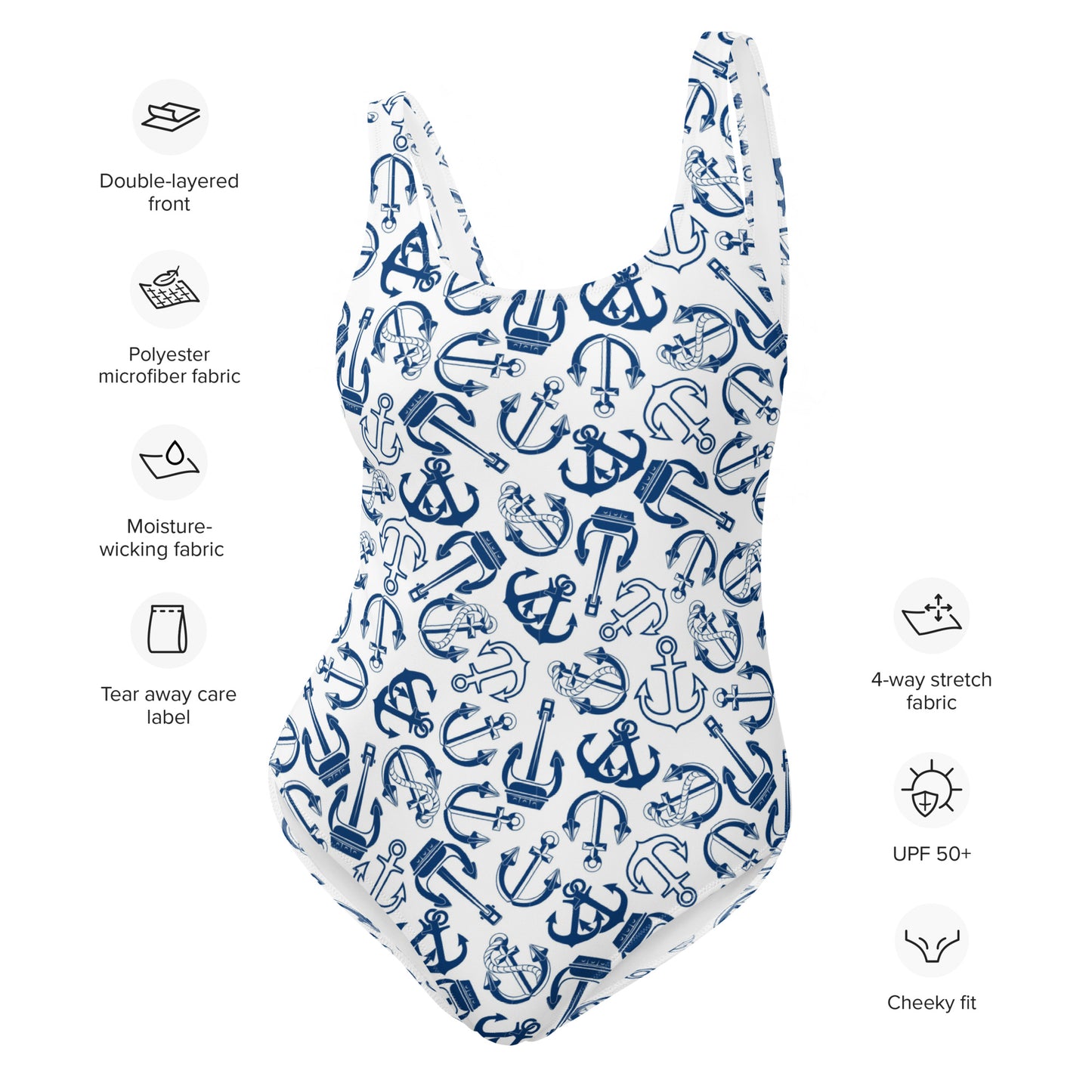 Anchors All Around Pattern One-Piece Swimsuit