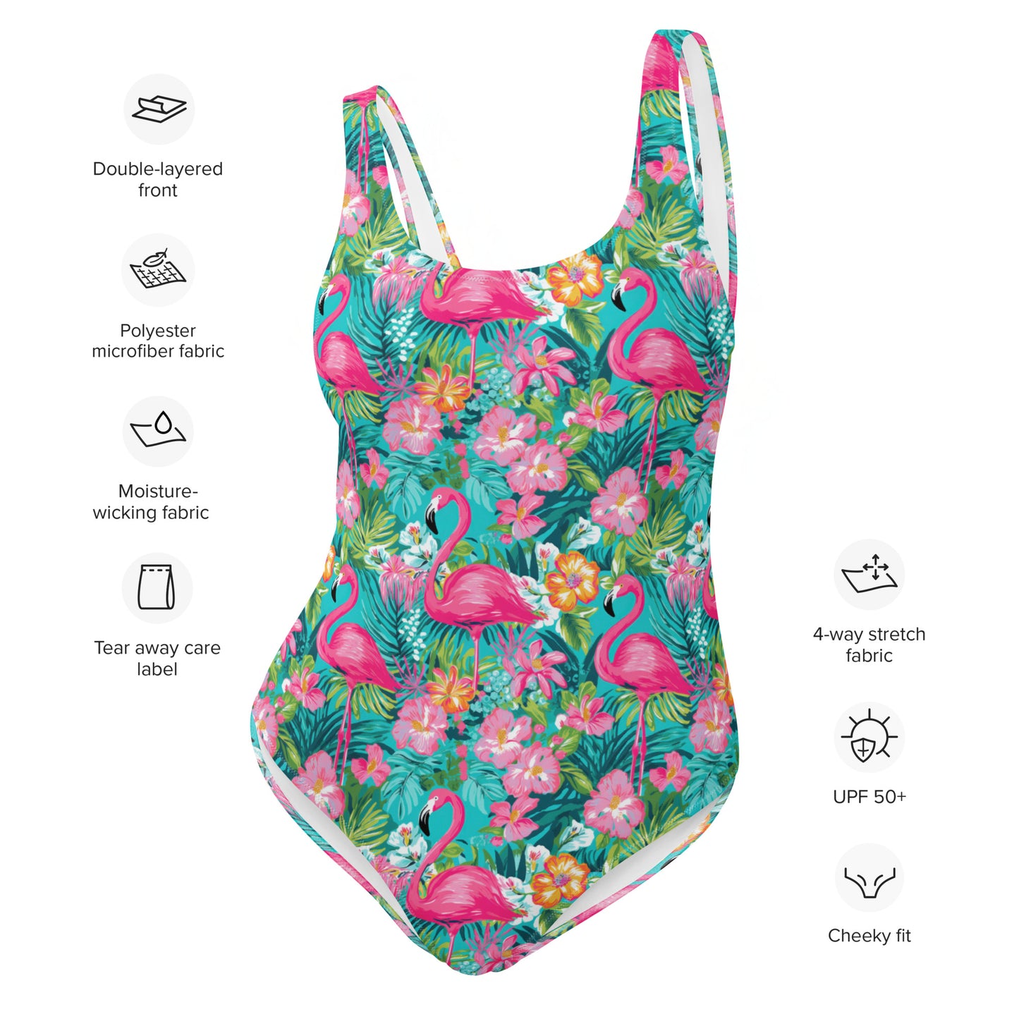 Tropical Flamingo Printed One-Piece Swimsuit