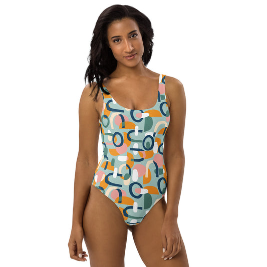 Geometric Modern Pattern One-Piece Swimsuit