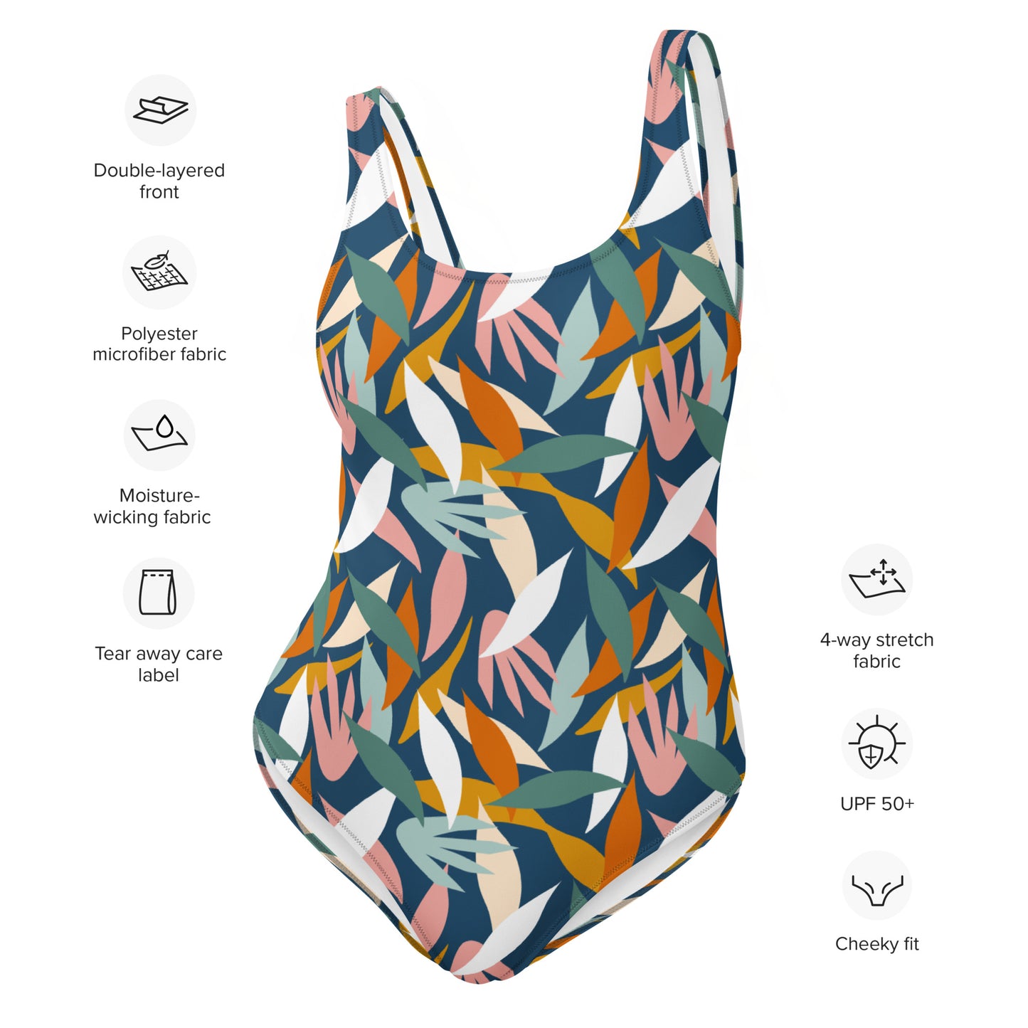 Colorful Leaves Printed One-Piece Swimsuit