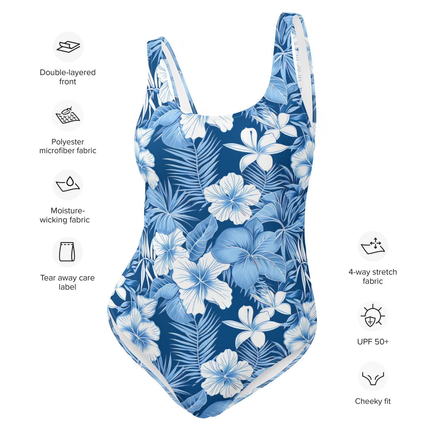 Shades of Blue Hibiscus One-Piece Swimsuit