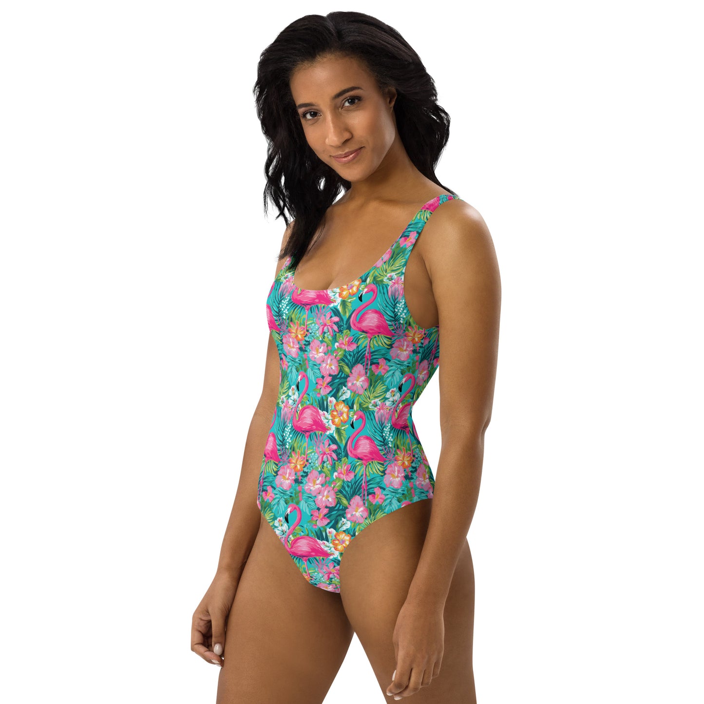 Tropical Flamingo Printed One-Piece Swimsuit