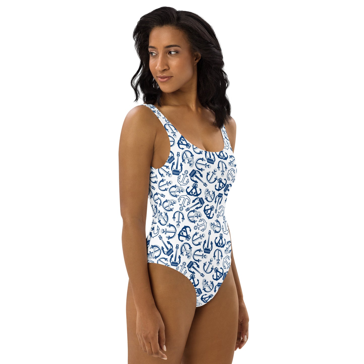 Anchors All Around Pattern One-Piece Swimsuit