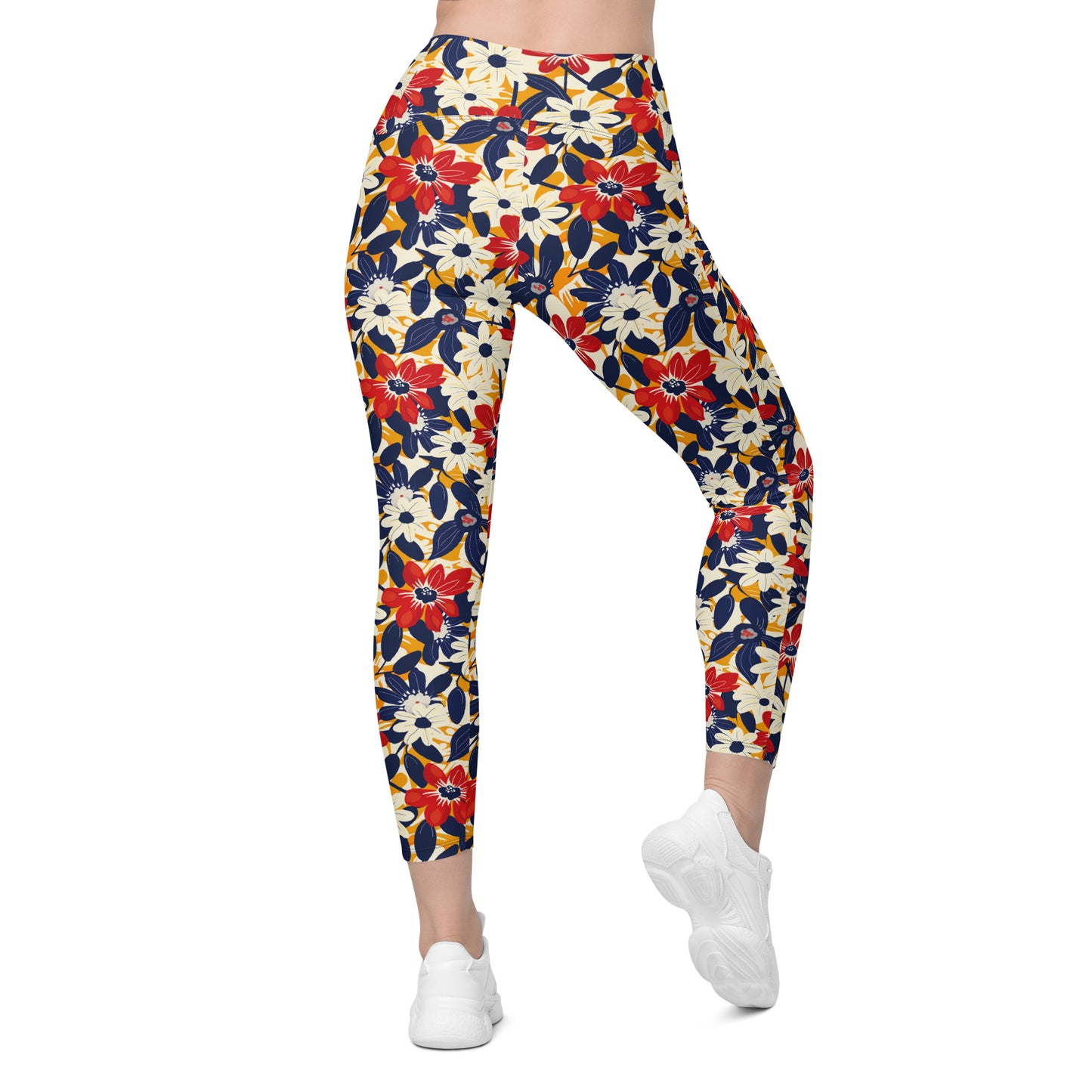 Bold Whispering Flowers Printed Leggings with pockets