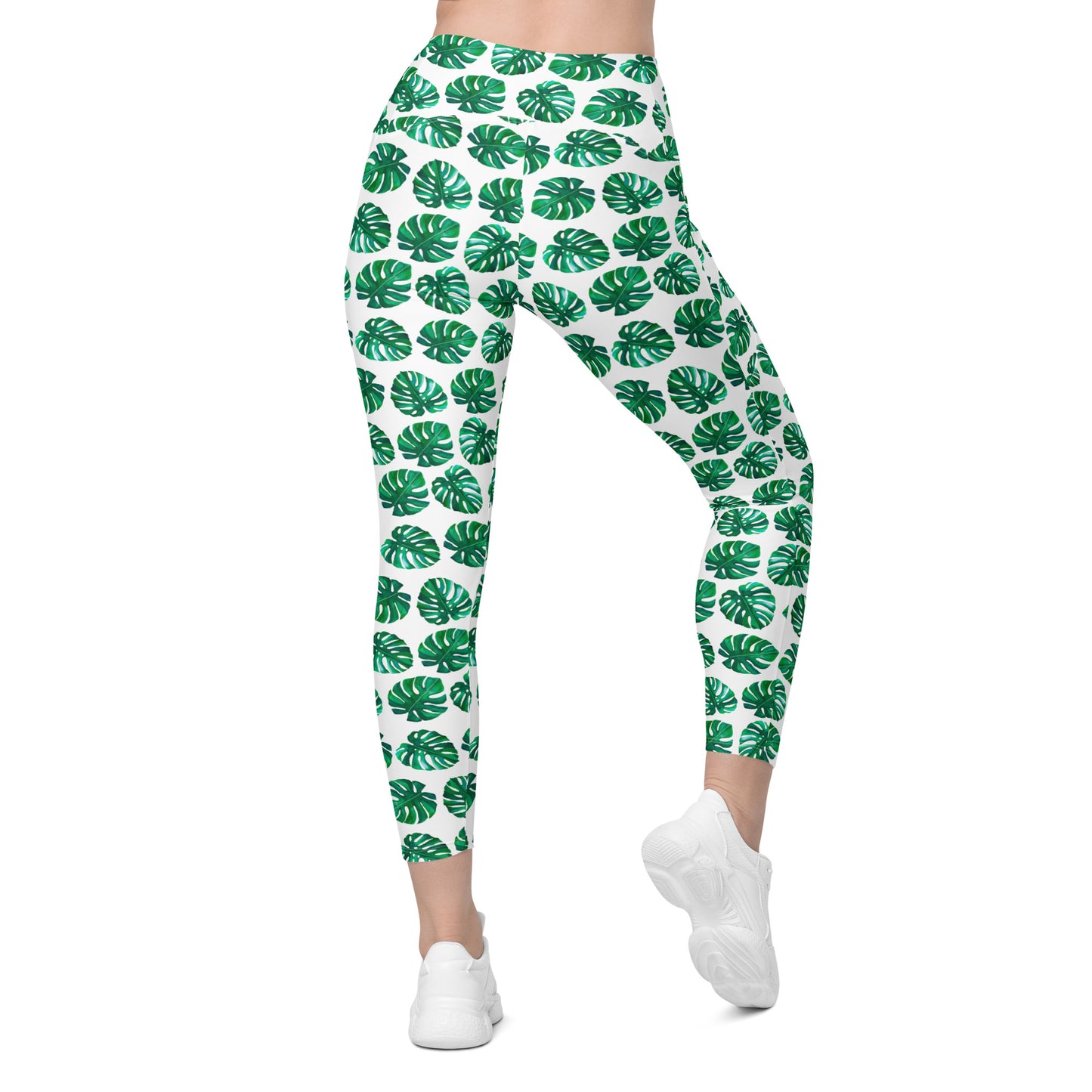 Tropical Foliage Printed Leggings with pockets