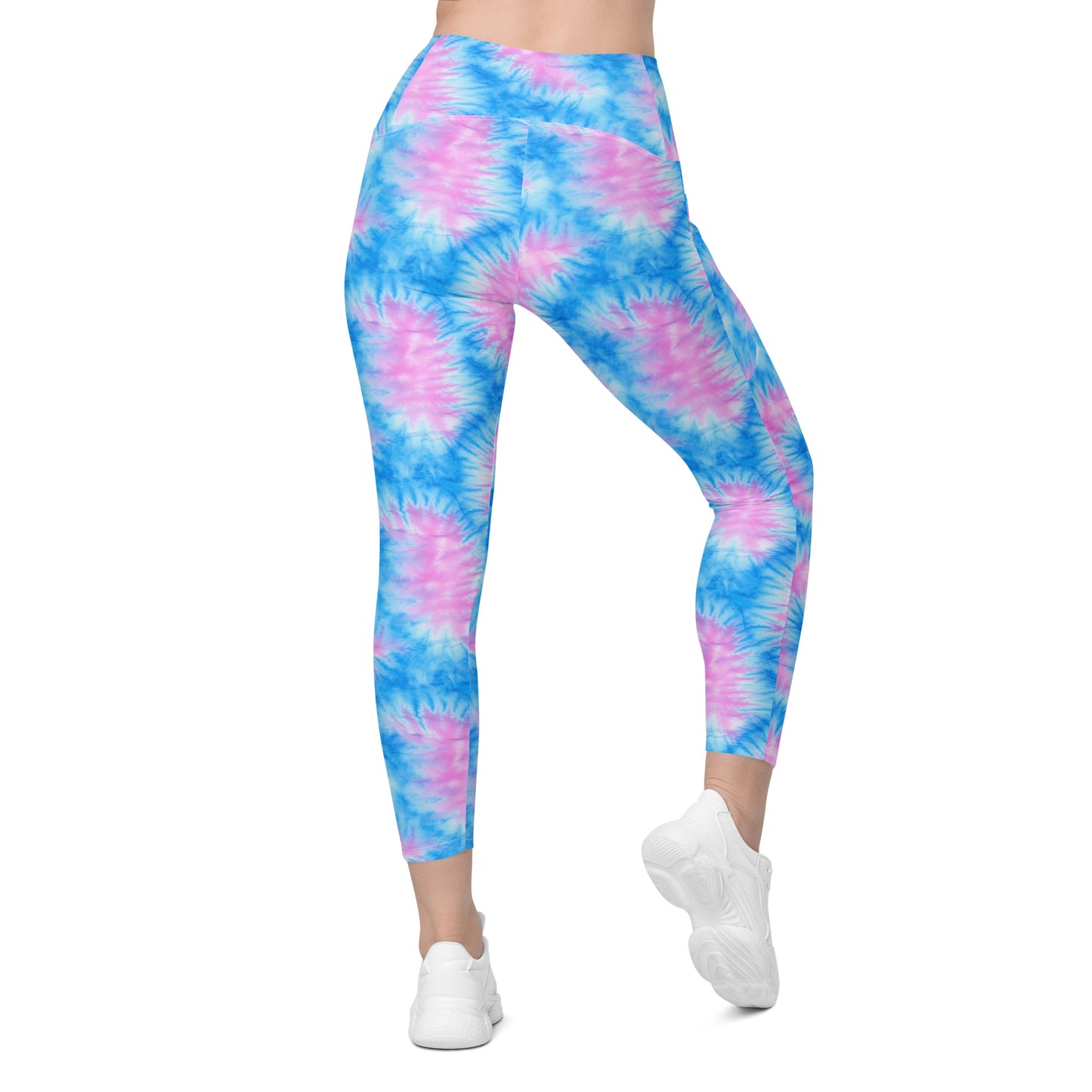 Baby Blue & Pink Tie Dye Leggings with pockets