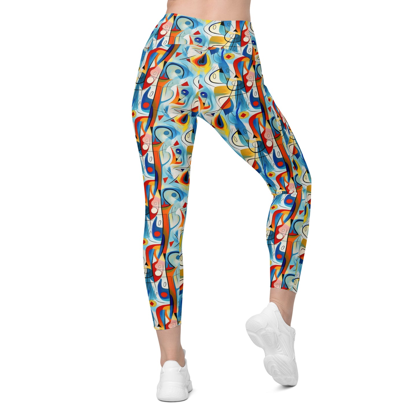 Geometric Pop Culture Pattern Printed Leggings with pockets