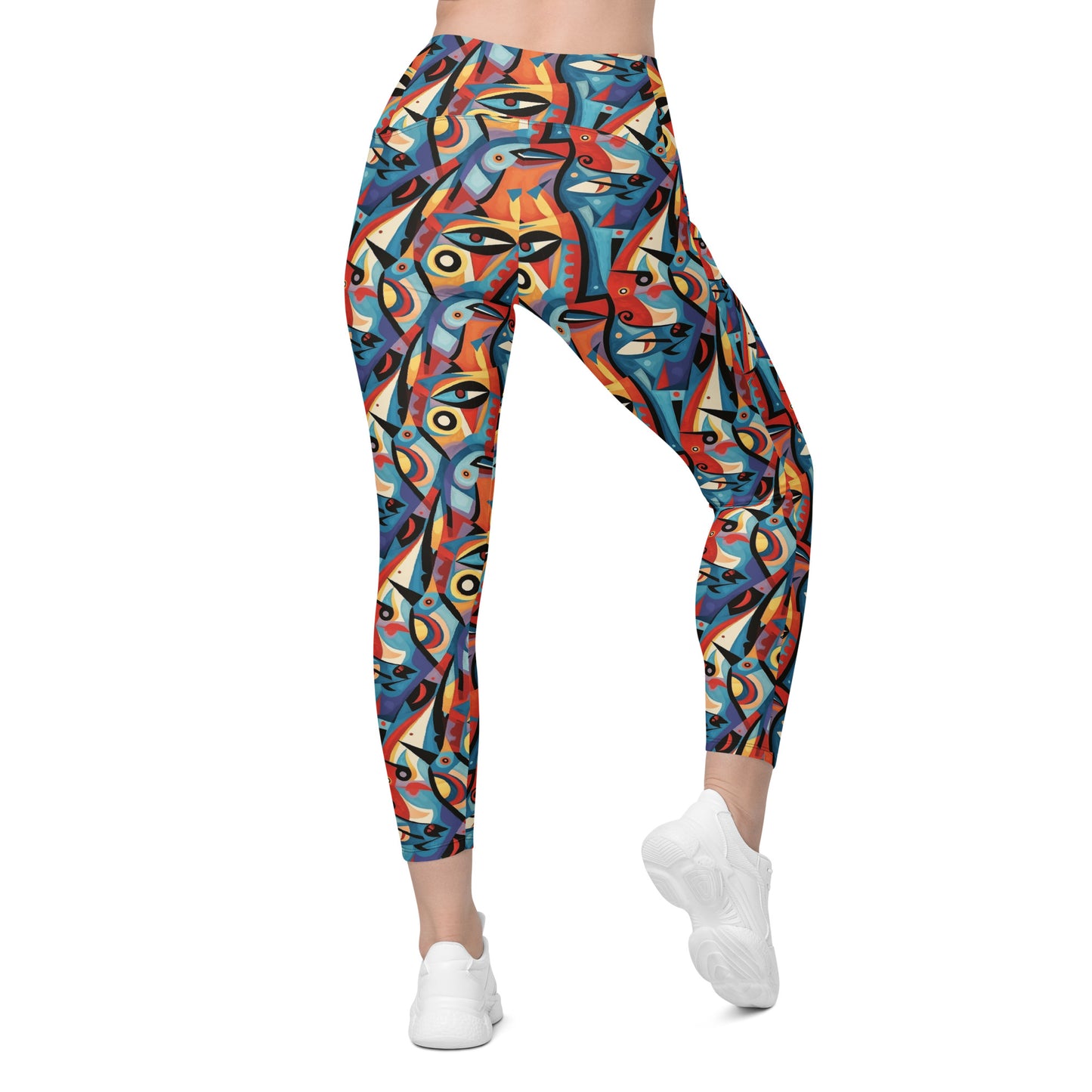 Pop Culture Geometric Pattern Leggings with pockets