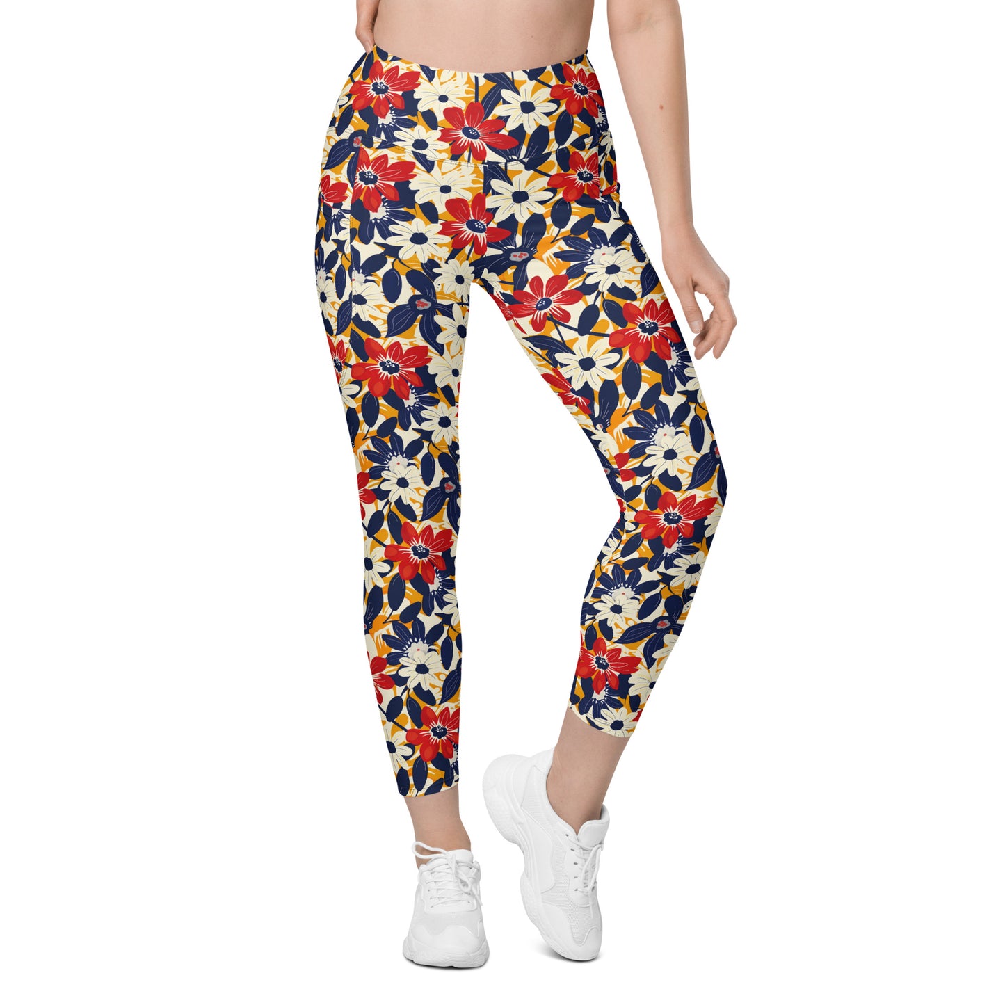 Bold Whispering Flowers Printed Leggings with pockets