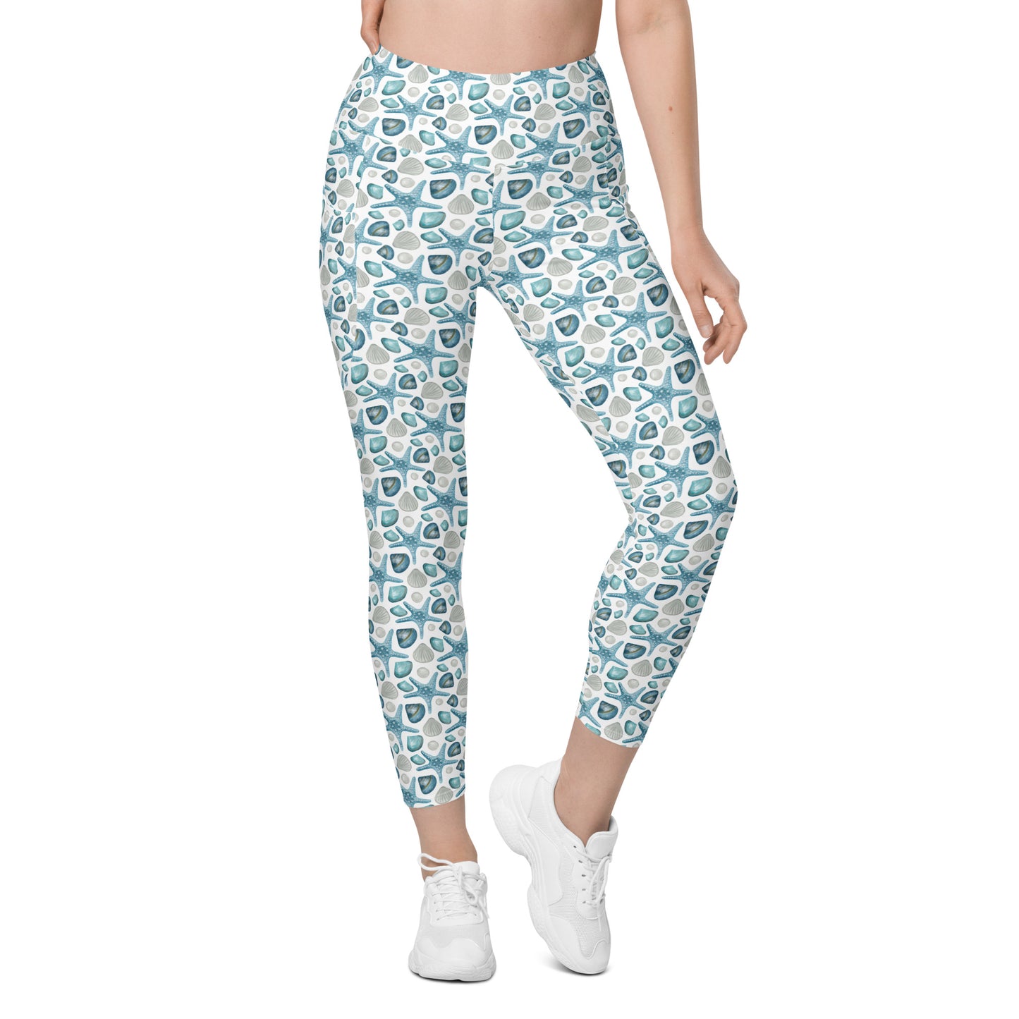 Star Fish Tropical Vibes Printed Leggings with pockets