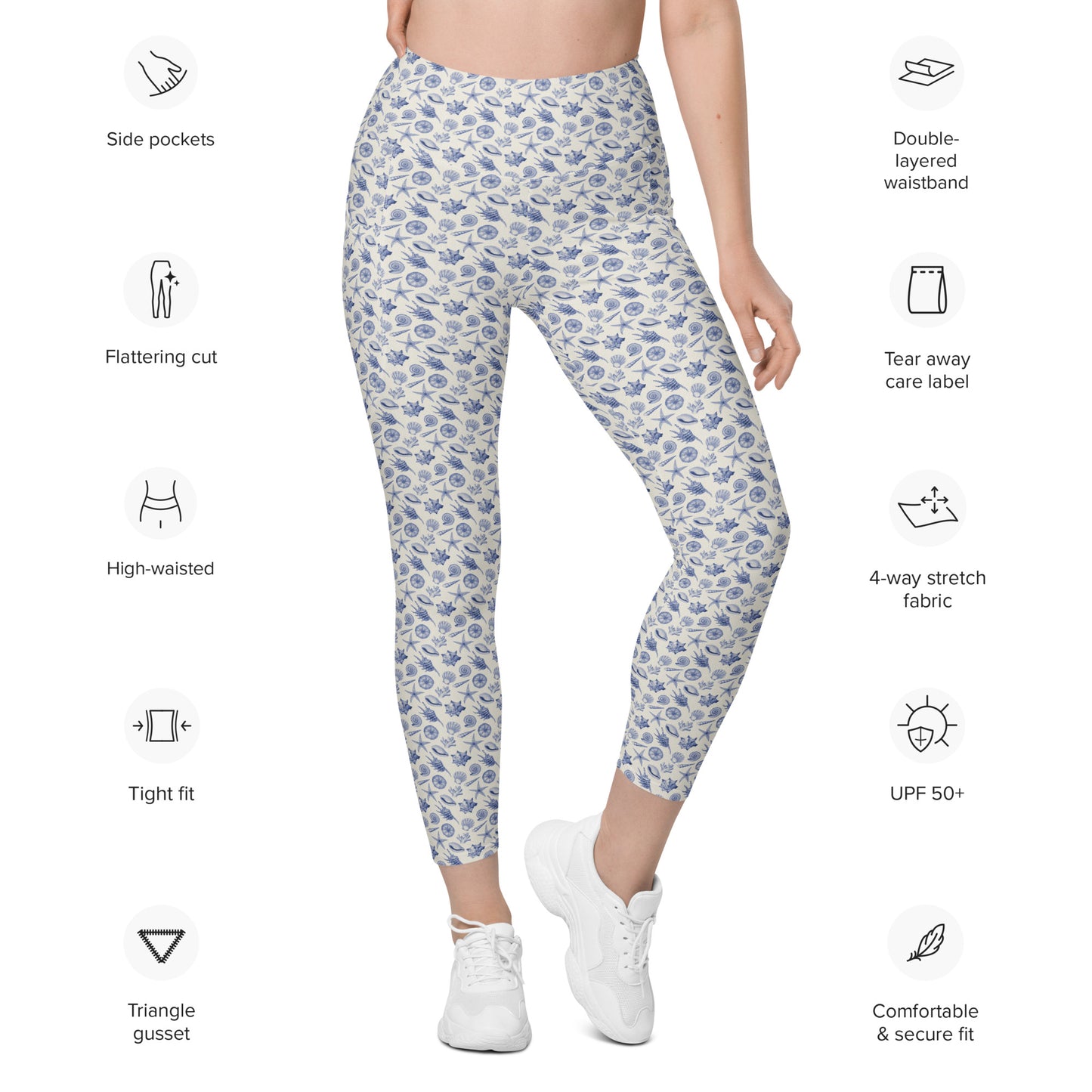 Sea Shell Printed Leggings with pockets