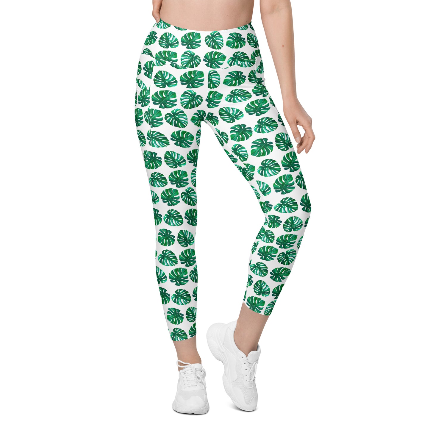 Tropical Foliage Printed Leggings with pockets