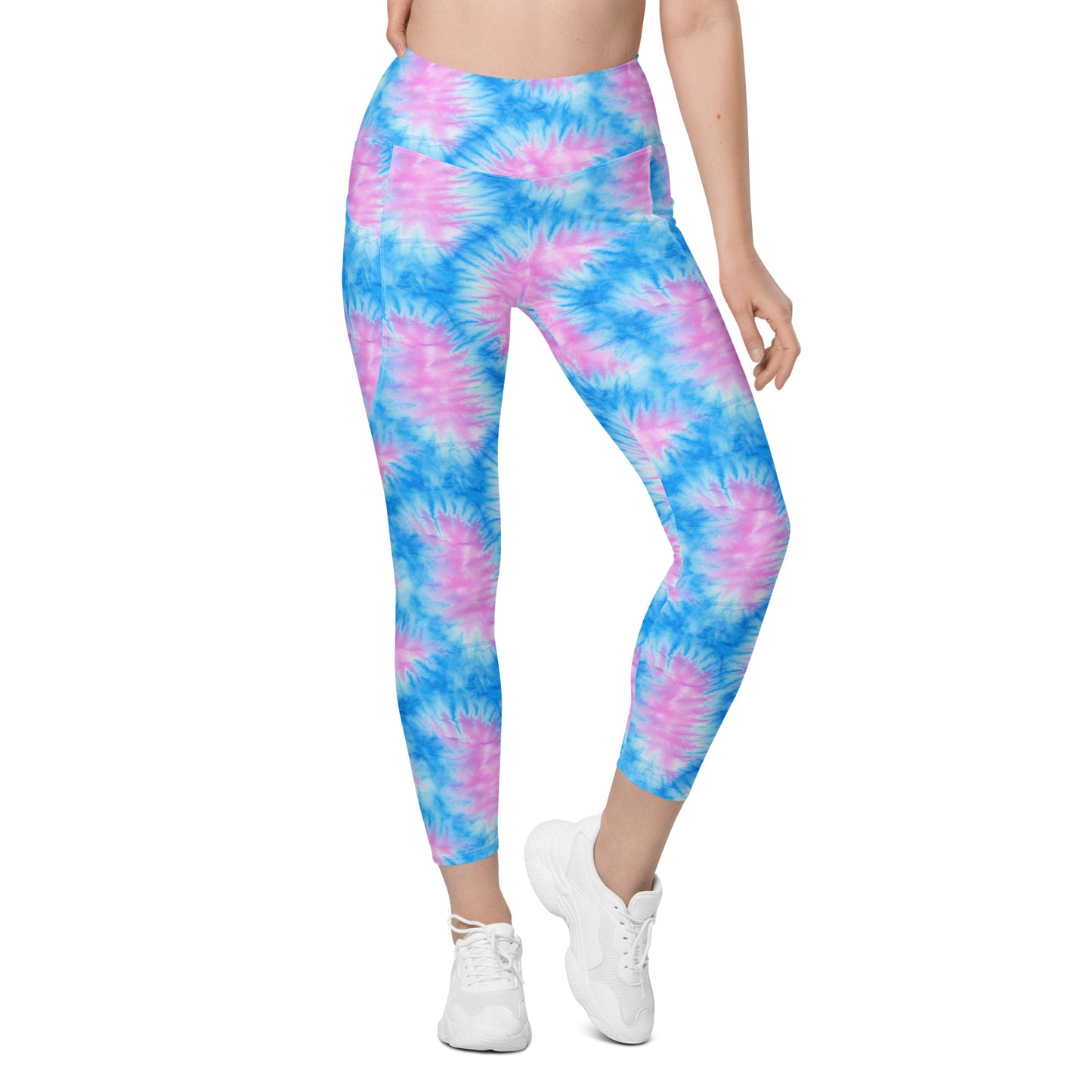 Baby Blue & Pink Tie Dye Leggings with pockets