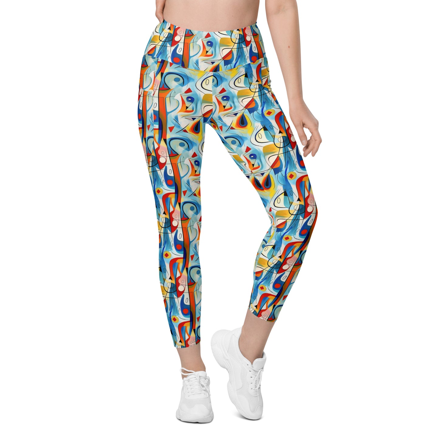 Geometric Pop Culture Pattern Printed Leggings with pockets