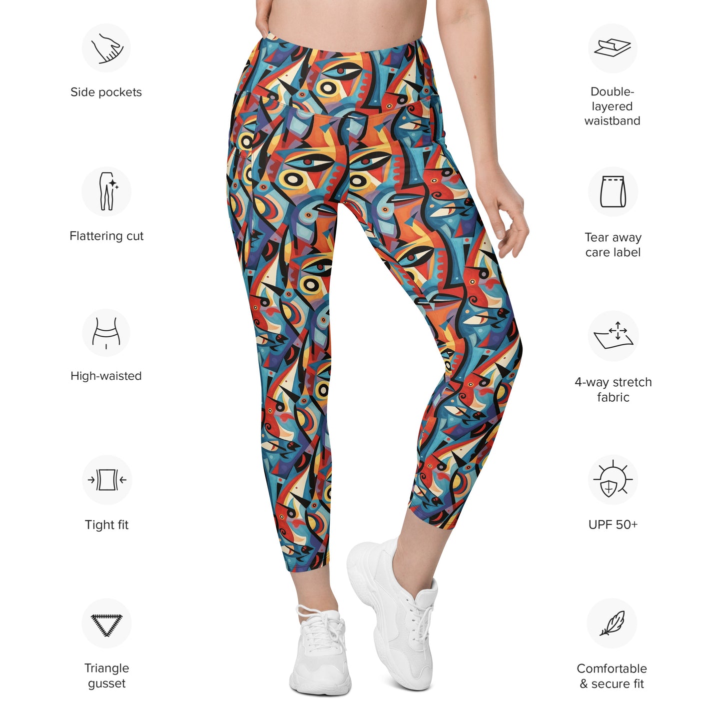 Pop Culture Geometric Pattern Leggings with pockets