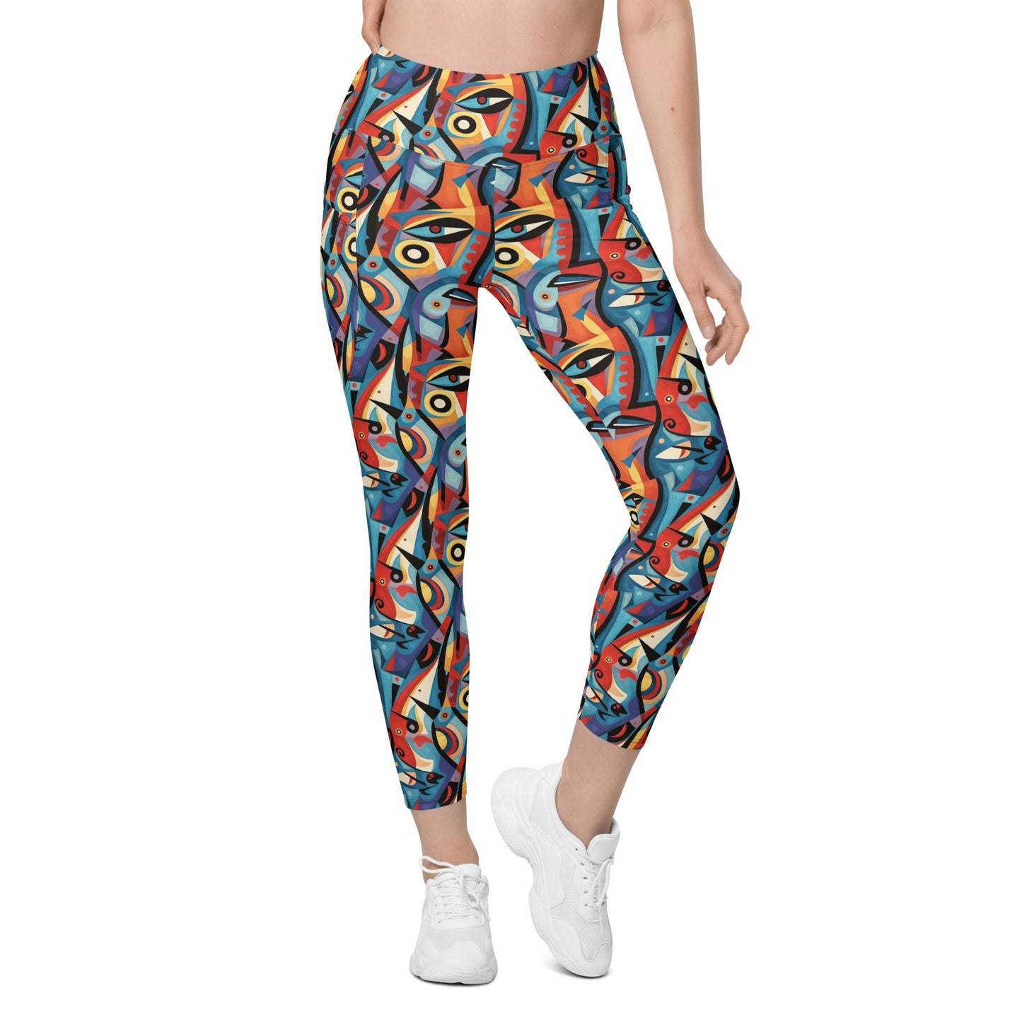 Pop Culture Geometric Pattern Leggings with pockets