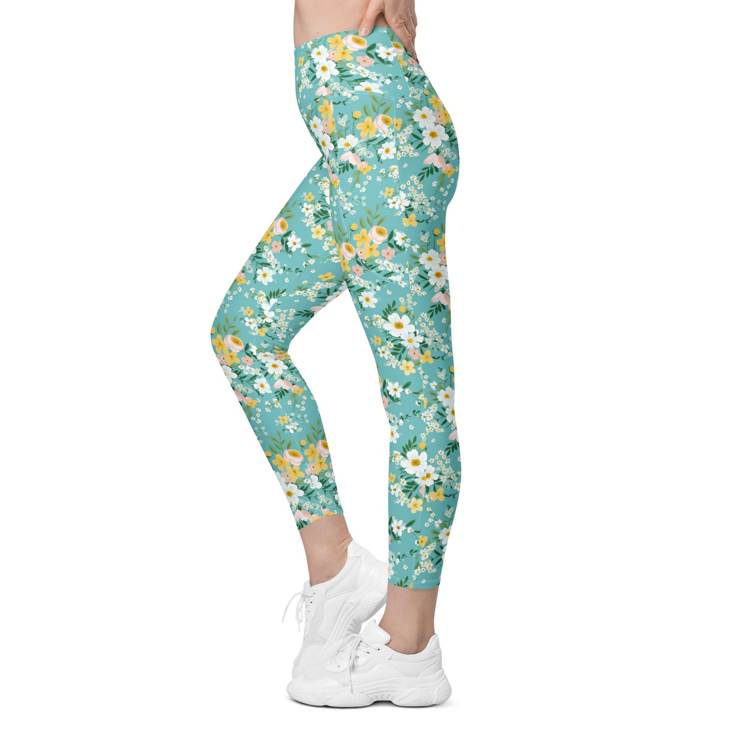 Pastel Floral Garden Leggings with pockets