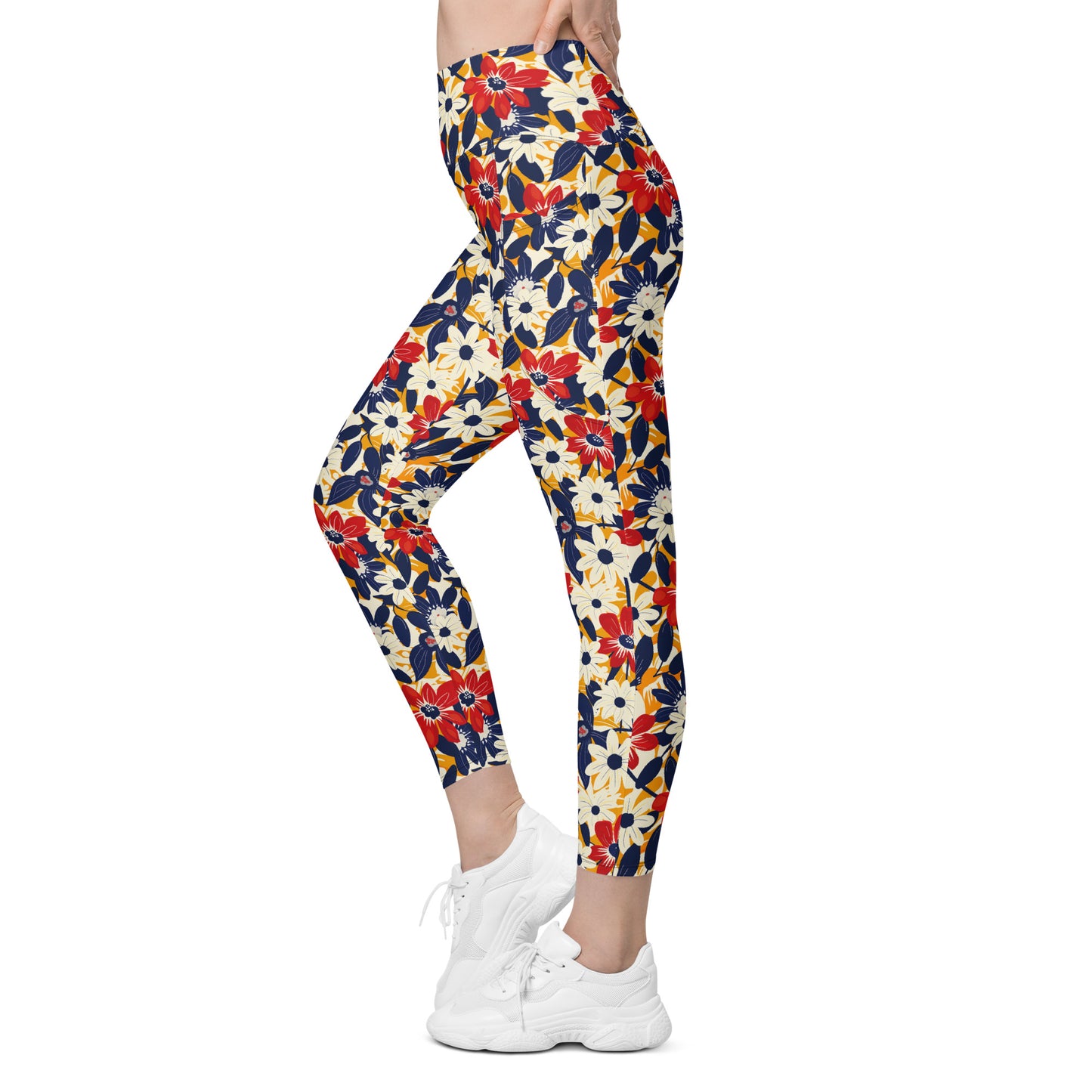 Bold Whispering Flowers Printed Leggings with pockets