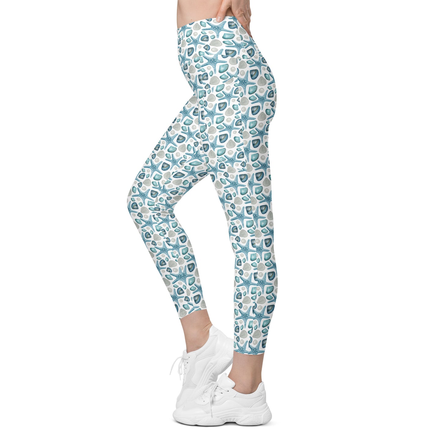 Star Fish Tropical Vibes Printed Leggings with pockets