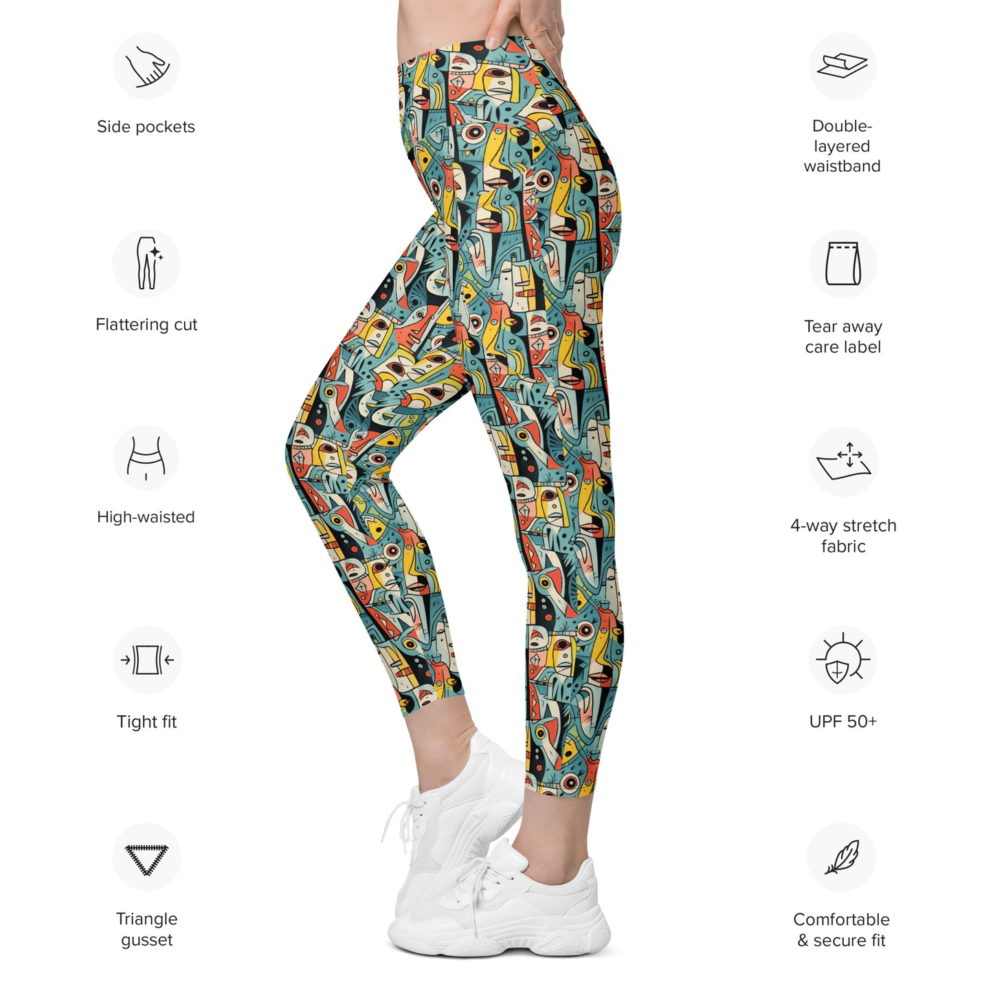 Pop Art Geometric Printed Leggings with pockets