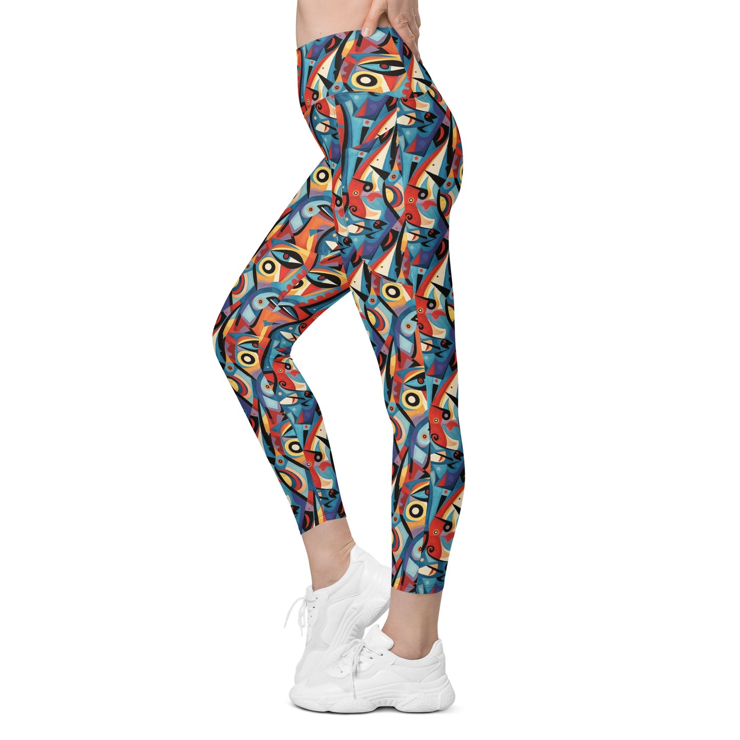 Pop Culture Geometric Pattern Leggings with pockets