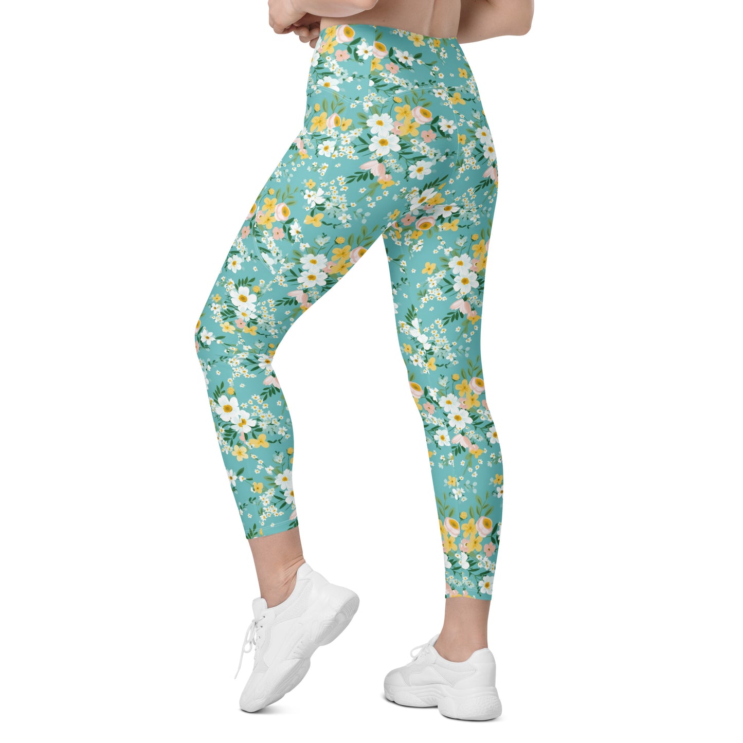 Pastel Floral Garden Leggings with pockets