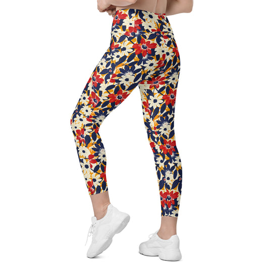 Bold Whispering Flowers Printed Leggings with pockets