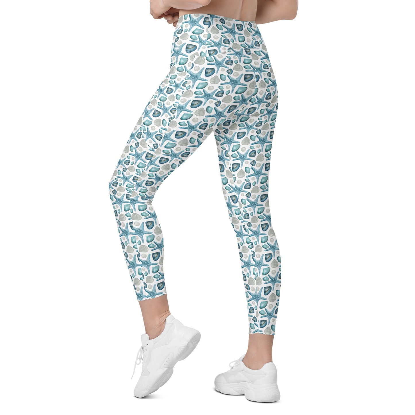 Star Fish Tropical Vibes Printed Leggings with pockets