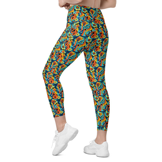 Fine Art Geometric Printed Leggings with pockets