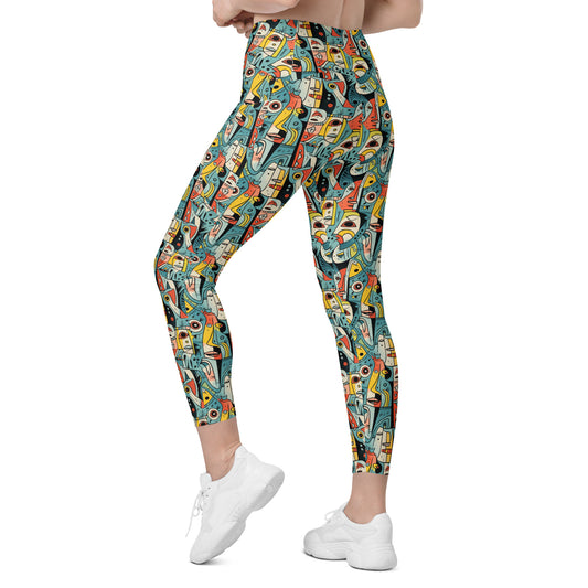 Pop Art Geometric Printed Leggings with pockets