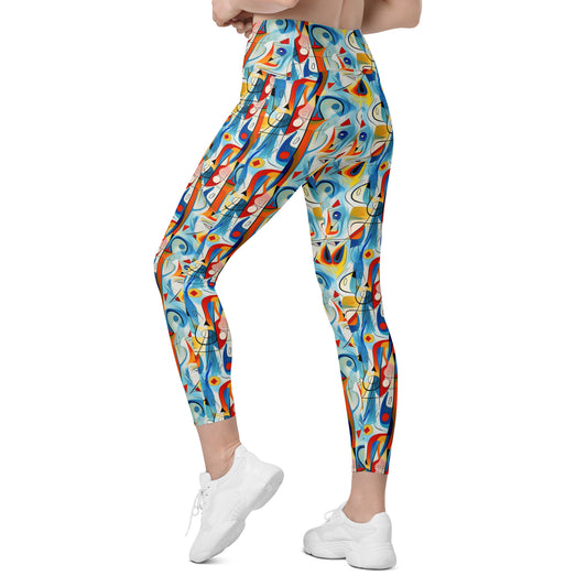 Geometric Pop Culture Pattern Printed Leggings with pockets