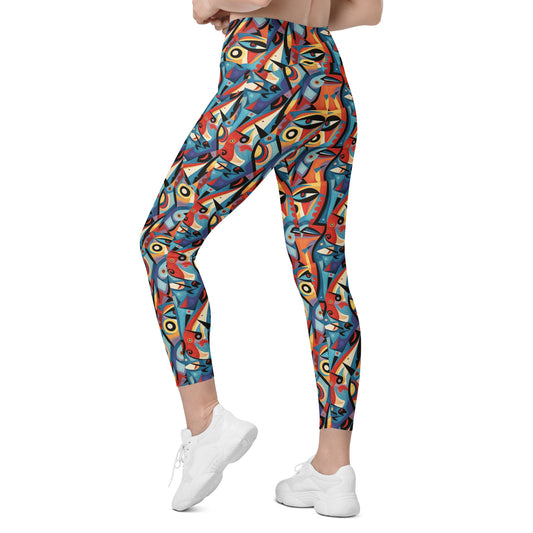 Pop Culture Geometric Pattern Leggings with pockets