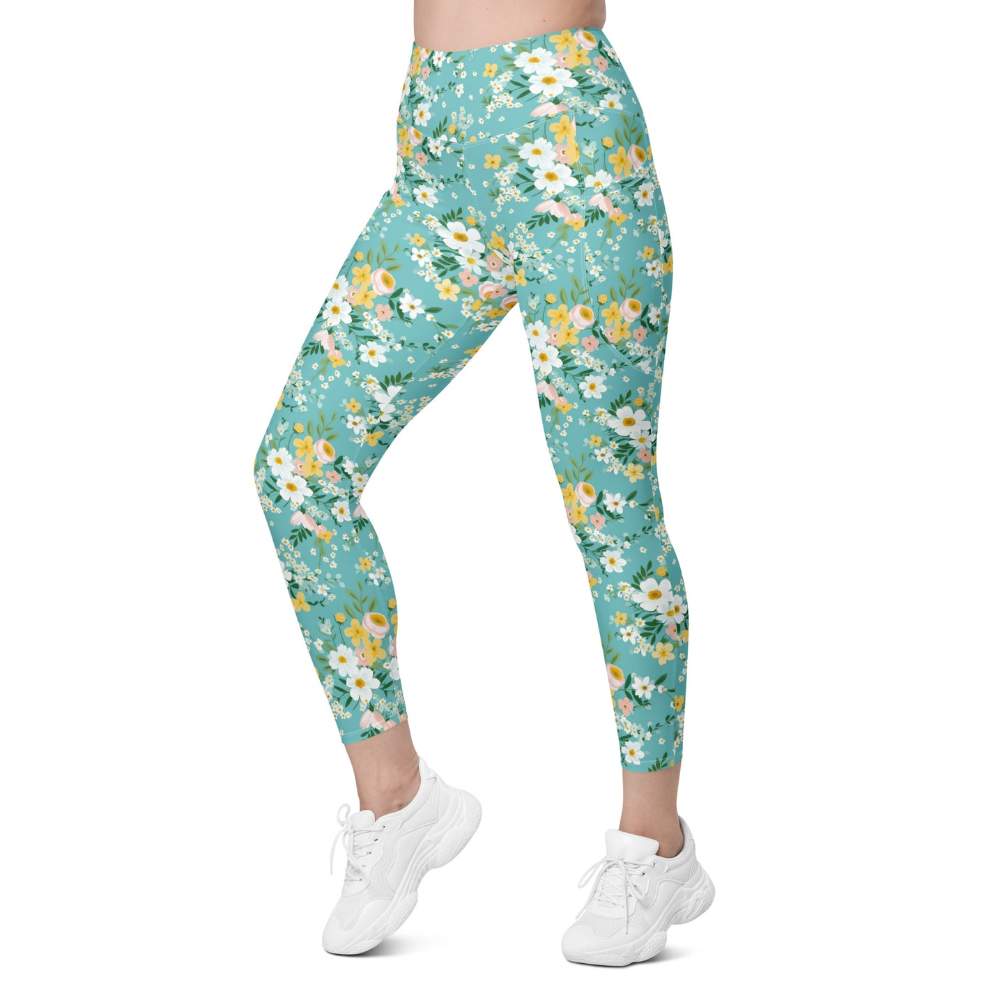 Pastel Floral Garden Leggings with pockets