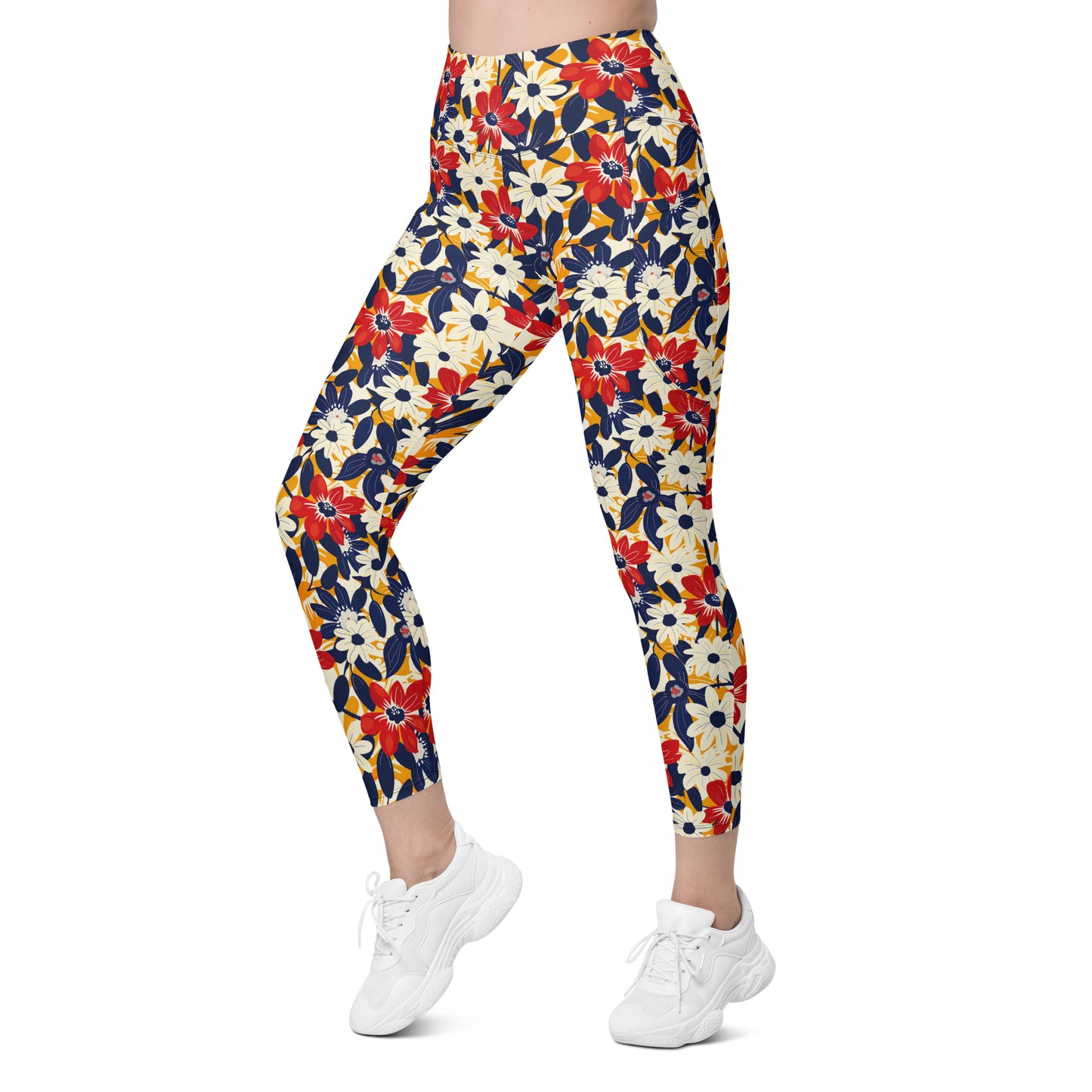 Bold Whispering Flowers Printed Leggings with pockets