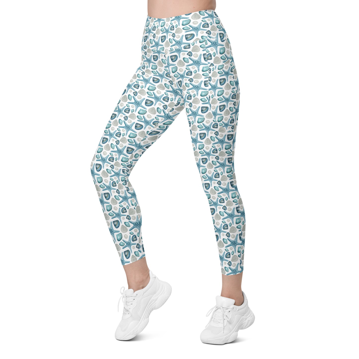 Star Fish Tropical Vibes Printed Leggings with pockets