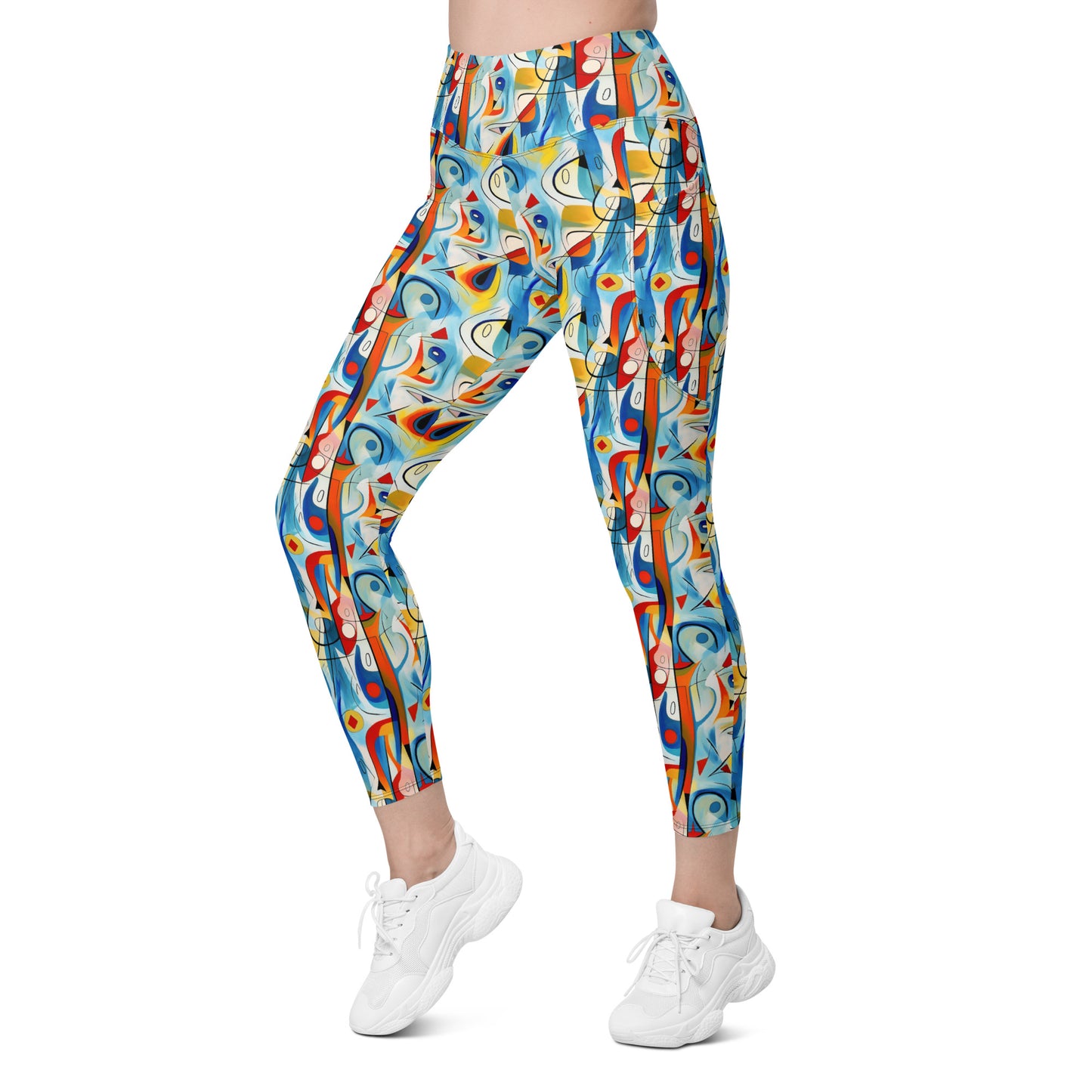 Geometric Pop Culture Pattern Printed Leggings with pockets