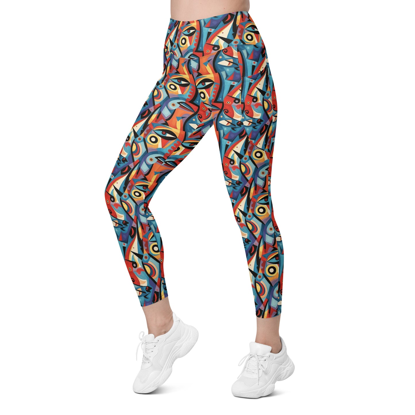 Pop Culture Geometric Pattern Leggings with pockets