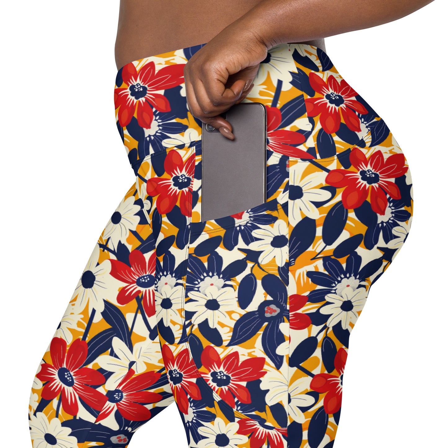 Bold Whispering Flowers Printed Leggings with pockets