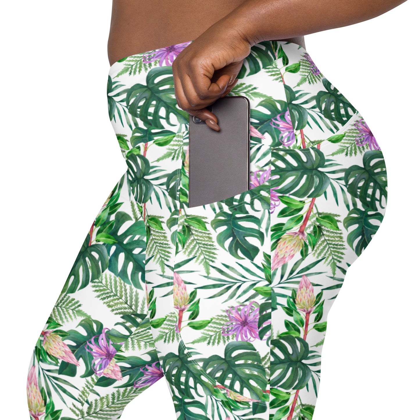 Tropical Floral Printed Leggings with pockets