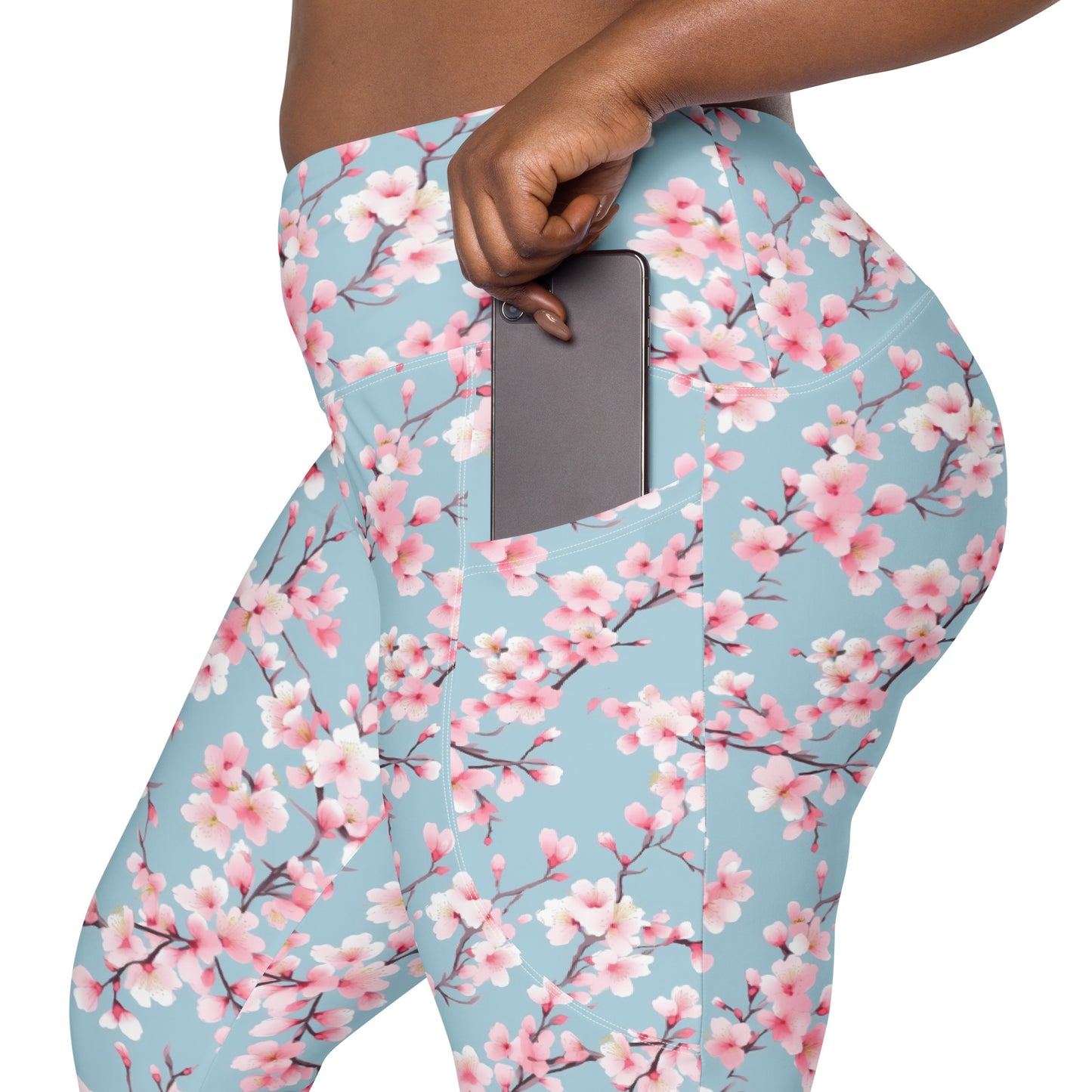 Cherry Blossom Printed Leggings with pockets