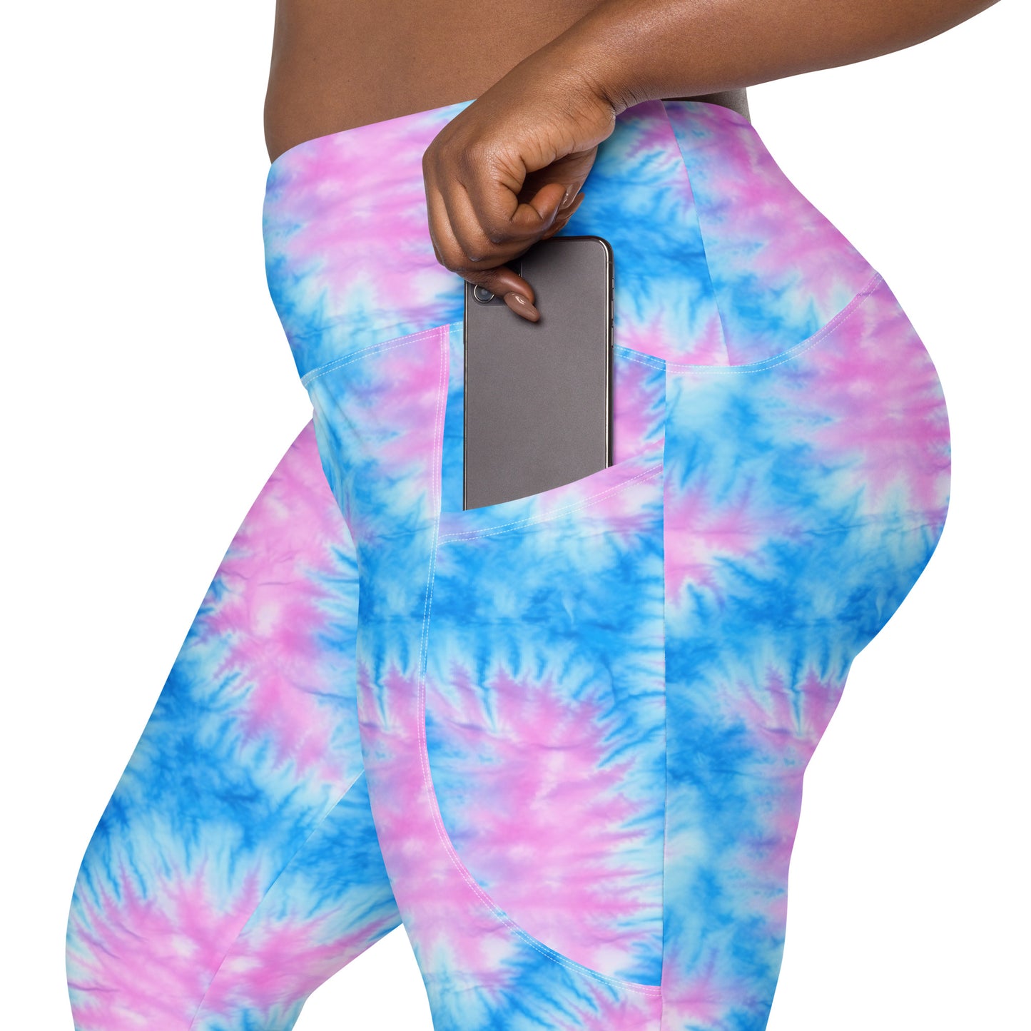 Baby Blue & Pink Tie Dye Leggings with pockets