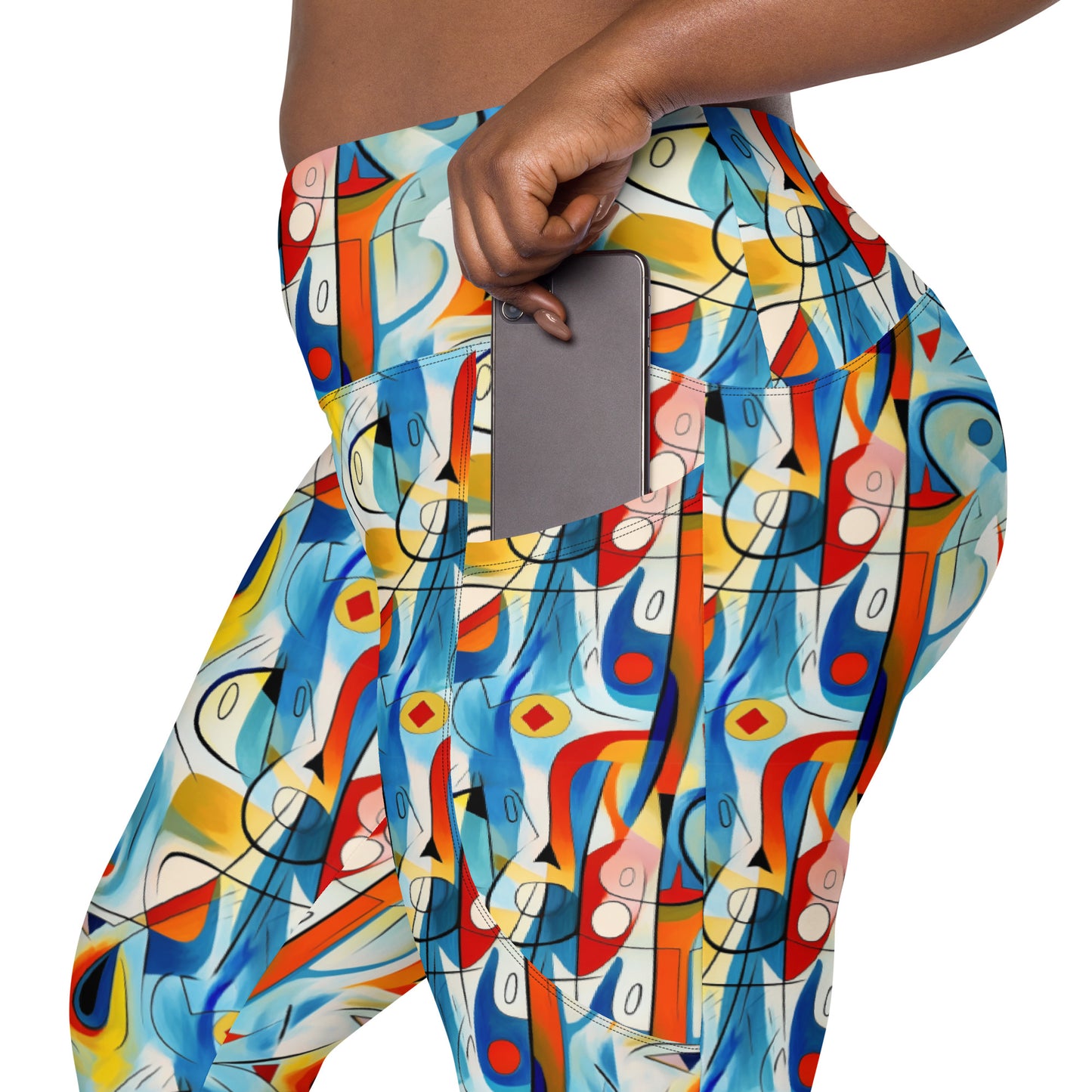 Geometric Pop Culture Pattern Printed Leggings with pockets