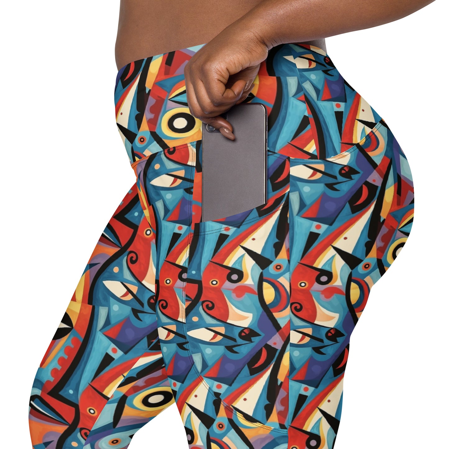 Pop Culture Geometric Pattern Leggings with pockets